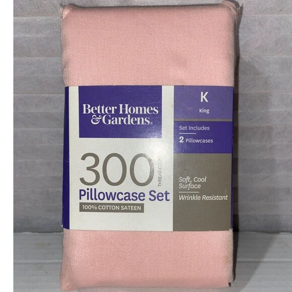 Better Homes & Gardens Pillowcases King Pink Soft, Cool Surface 100% Cotton NEW! - Picture 1 of 5